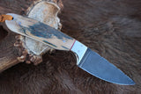 Handmade Cowboy Knife with Western Leather Sheath - Antler Horn Handle - ZB Knives Store