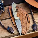 Handmade Cowboy Western Knife and leather sheath or bone handle