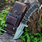 EDC Tracker Folding Pocket Knife - Handmade Damascus Steel - ZB Knives Store