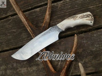 10.5" Inches HAND FORGED Full Tang D2 Steel Hunting Knife + leather sheath ZB Knives Store