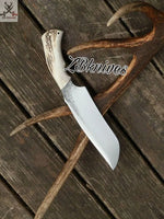 10.5" Inches HAND FORGED Full Tang D2 Steel Hunting Knife + leather sheath ZB Knives Store