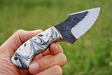 7.5" inches HAND FORGED 1095 High Carbon Steel Skinning Knife + Leather Sheath