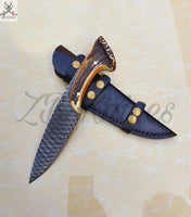 11"HAND FORGED Fixed 1095 High carbon Steel Hunting knife+ leather sheath ZB Knives Store