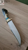 12.5" Inches HAND FORGED Fixed Blade D2 Steel Hunter Bowie Knife + leather sheath ZB Knives Store