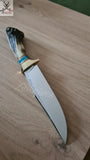 12.5" Inches HAND FORGED Fixed Blade D2 Steel Hunter Bowie Knife + leather sheath ZB Knives Store