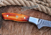 12.5" Inches HAND FORGED Full Tang Damascus Steel Fishing Fillet Knife + leather sheath ZB Knives Store