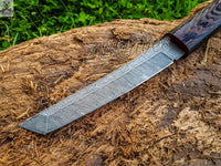 13" inches HAND FORGED Damascus Steel Katana Knife + Scabbard ZB Knives Store