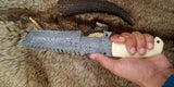 12" Inches HAND FORGED Full Tang Damascus Steel Tracker knife+ Leather sheath