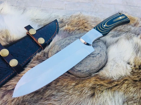 13" Inches HAND FORGED Full Tang D2 Steel Chef knife+ Leather sheath