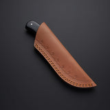 8" Inches HAND FORGED Full Tang Damascus Steel Skinning knife+ Leather sheath