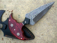 6.5" Inches HAND FORGED Full Tang Damascus Steel Mini Dagger Knife+ Leather sheath