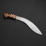 16.5" Inches HAND FORGED Fixed Blade Damascus Steel Kukri knife+ Leather sheath