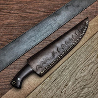 8" Inches HAND FORGED Full Tang Damascus Steel Skinning Knife+ Leather sheath