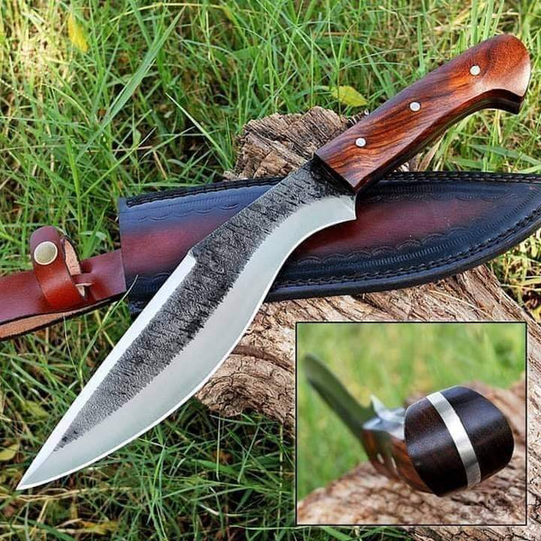 15" Inches HAND FORGED Full Tang 1095 High Carbon Steel Kukri Knife+ Leather sheath