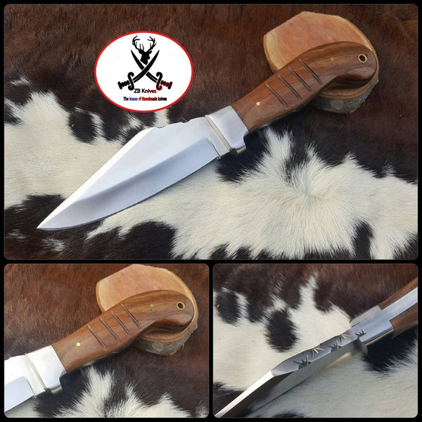 10" Inches HAND FORGED Full Tang 1095 High Carbon Steel Hunting knife + Leather Sheath