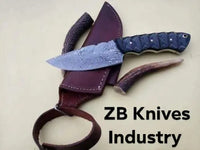 Custom Handmade Damascus skinning knife - ZB Knives Store