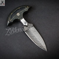 5.75" Inches HAND FORGED Full Tang Damascus Steel Dagger Knife + leather sheath ZB Knives Store