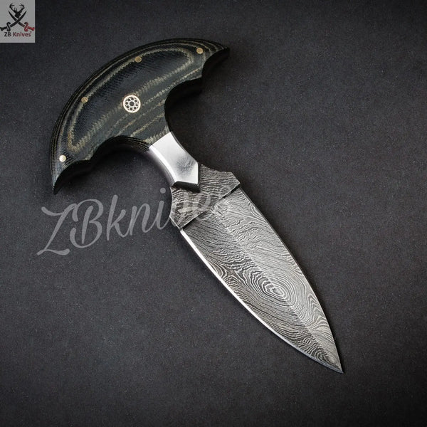 5.75" Inches HAND FORGED Full Tang Damascus Steel Dagger Knife + leather sheath ZB Knives Store