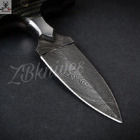 5.75" Inches HAND FORGED Full Tang Damascus Steel Dagger Knife + leather sheath ZB Knives Store