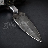 5.75" Inches HAND FORGED Full Tang Damascus Steel Dagger Knife + leather sheath ZB Knives Store