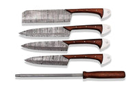 Custom Handmade Damascus Steel Kitchen Knives Set - ZB Knives Store