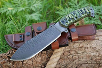 14" Inches HAND FORGED Full Tang 1095 High Carbon Steel Hunter Bowie Knife+ Leather sheath