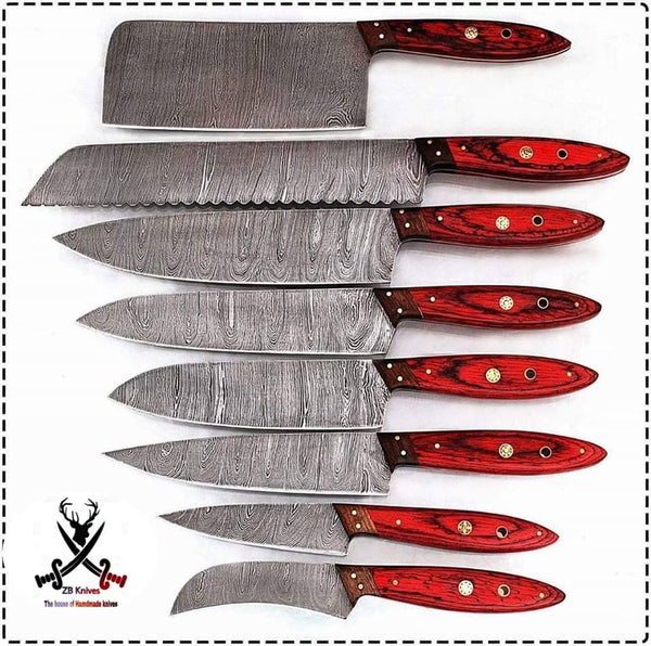 Handmade Damascus Steel Kitchen Knives Set - ZB Knives Store