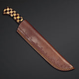 11.75"inches HAND FORGED Full Tang Damascus Steel Hunting Knife + Leather Sheath
