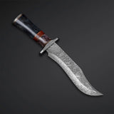13" inch HAND FORGED Damascus Steel Hunting Bowie knife + Leather Sheath