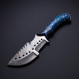 10" Inches HAND FORGED Full Tang Damascus Steel Tracker Knife+ Leather sheath