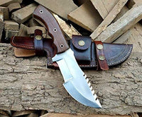 12" Inches HAND FORGED Full Tang D2 Steel Hunting Tracker Knife + Leather Sheath