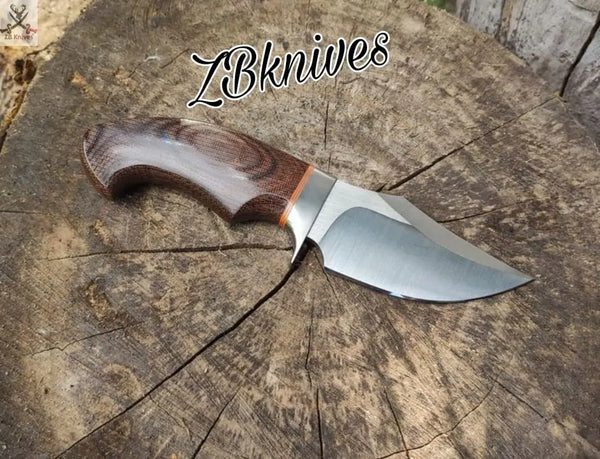 7.5" Inches HAND FORGED Fixed Blade D2 Steel Skinning Knife + leather sheath ZB Knives Store