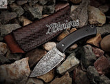 7.5" Inches HAND FORGED Full Tang Damascus Steel Skinning Knife + leather sheath ZB Knives Store