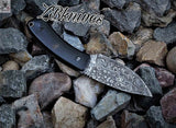 7.5" Inches HAND FORGED Full Tang Damascus Steel Skinning Knife + leather sheath ZB Knives Store