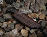 7.5" Inches HAND FORGED Full Tang Damascus Steel Skinning Knife + leather sheath ZB Knives Store