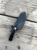 7.5" Inches HAND FORGED Full Tang Damascus steel Guthook Skinning Knife + leather sheath ZB Knives Store