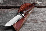 7.75" inches HAND FORGED Full Tang D2 Steel Skinning Knife + leather sheath ZB Knives Store