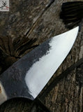 7.8" HAND FORGED Fixed Blade special design 1095 High carbon Steel skinning Knife + leather sheath ZB Knives Store