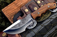 10.75" inches HAND FORGED Full Tang 1095 High Carbon Steel Tracker Knife + Leather Sheath