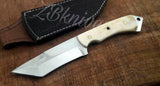 9" Inches HAND FORGED Full Tang J2 Steel Tanto Knife+ Leather sheath