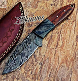 7" Inches HAND FORGED Damascus Steel Skinning Knife + leather sheath ZB Knives Store