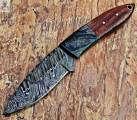 7" Inches HAND FORGED Damascus Steel Skinning Knife + leather sheath ZB Knives Store