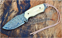 7" Inches HAND FORGED Full Tang Damascus Steel Skinning Knife + leather sheath ZB Knives Store