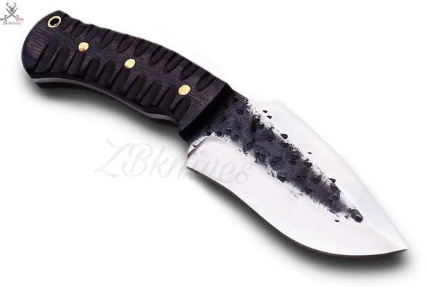 8.5" Inches HAND FORGED Full Tang 1095 High Carbon Steel Hunting Knife + leather sheath ZB Knives Store