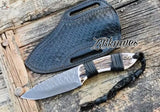 8.5" Inches HAND FORGED Full Tang 1095 High Carbon Steel Hunting Skinning Knife + leather sheath ZB Knives Store