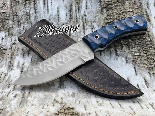 8.5" Inches HAND FORGED Full Tang High Carbon Steel Hunting Knife + leather sheath ZB Knives Store