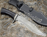 16.5" Inches HAND FORGED Damascus Steel Bowie Knife + leather sheath