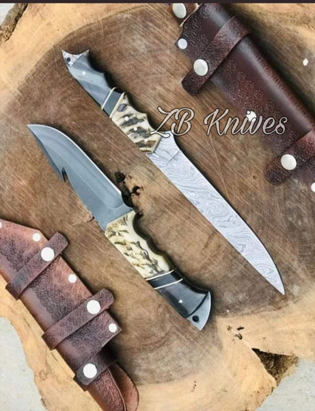 Leather Knife Set 2pcs. Hand Made Forged Knife for Leather. Forged