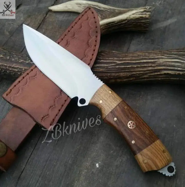 8" HAND FORGED Full Tang J2 Steel Skinning Knife + leather sheath ZB Knives Store