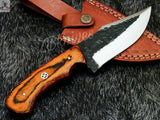 8" Inches HAND FORGED Full Tang 1095 High Carbon Steel Skinning Knife + leather sheath ZB Knives Store